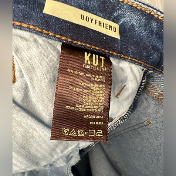 Kut from the Kloth Catherine Boyfriend Jeans Size 16W Medium indigo cuff Denim - Picture 14 of 14